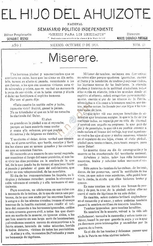 El hijo del Ahuizote. Semanario independiente de caricaturas